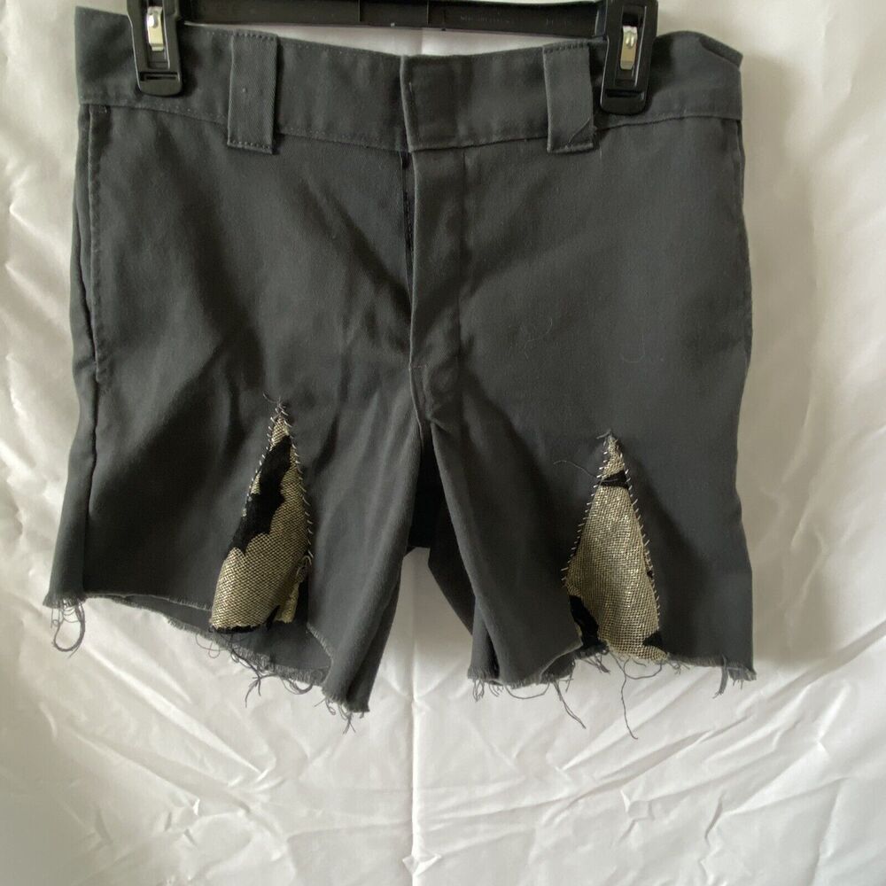 Dickies Shorts Mens 31 Black 874 Custom Bats Patchwork Goth Punk DIY 6" Inseam